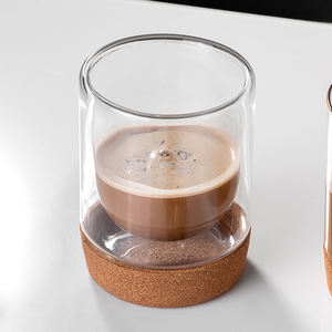 JINGHUANG Fabricant direct double gobelet en verre avec couvercle tasse à double paroi tasse à lait tasse à café en verre isolée LOGO transparent - Product Image 2