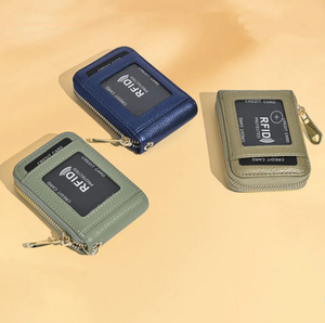 Genuine <b>Leather</b> Kpop Keychain Card Holder RFID Blocking Functional Wallet Card Holder Keychain Small Id Card Holder With <b>Keyring</b> - Product Image 1