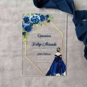 Cartes d'invitation de mariage classiques de luxe imprimées sur papier fantaisie, avec logo personnalisé en couleur, pour mariages élégants - Product Image 5