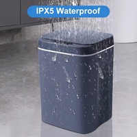 Poubelle intelligente sur pied 16L en ABS avec capteur automatique, étanche, sans contact, avec lumière LED pour cuisine, salle de bain et bureau