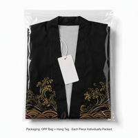 Cardigan Kimono Oversize Unisexe Motif Vague Ukiyo-e Haori Japonais Manches 3/4 Tendance Imprimé 3D Cache-maillot de Plage