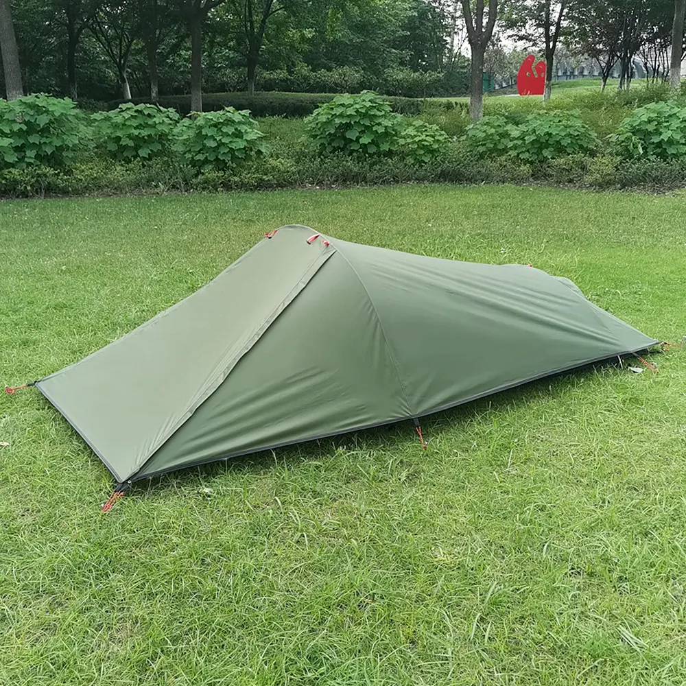 Lightweight Hiking Adventure Survival Single Person Camping Tent Water Resistant Aviation Aluminum Support Sleeping Bag Tent