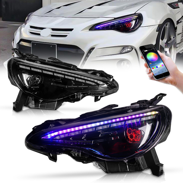 Archaic RGB Full LED Headlights for 86 GT86/BRZ 2012-2021 Scion FRS FT86-12V 6000K Plug Play DOT Certified Sequential Turning