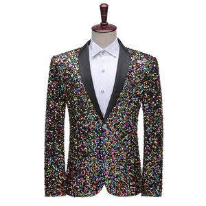 Traje de Lentejuelas 3D para Hombre, Tallas M-3XL, Informal, Colorido, para Club Nocturno, Actuaciones en Escenario, Presentador, Cantante, Chaqueta Colorida - Product Image 1
