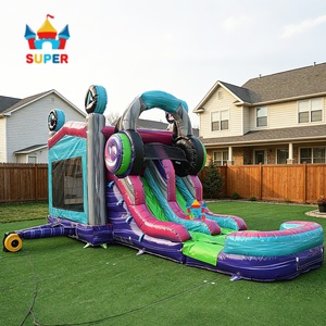 Nouveau design populaire : Aire de jeux gonflable en PVC avec toboggan, piscine et contrôleur de <span class=keywords><strong>jeu</strong></span>, thème parc d'attractions pour location événementielle et jeux aquatiques - Product Image 4