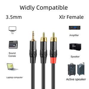 Câble 3,<span class=keywords><strong>5</strong></span> mm vers 2 RCA plaqué or, stéréo, double RCA mâle, cordon répartiteur, conducteur en cuivre sans oxygène, gaine en PVC pour téléphone, ordinateur portable, usage domestique - Product Image 4