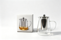 Théière conique en verre borosilicate avec infuseur en acier inoxydable 201, résistante à la chaleur, pour thé en vrac, cadeau pour la maison