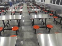 Élèves Table en acier inoxydable employés Site cantine cafétéria en métal Table à manger Fast Food Table et chaise ensemble