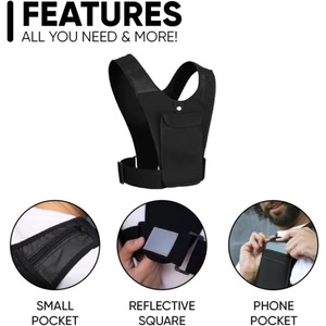 Échantillon Gratuit - Gilet de Course BSCI avec Support Téléphone pour Marathon, Jogging, Randonnée, Cyclisme - Noir - Product Image 2