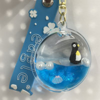 Porte-clés personnalisé en acrylique transparent avec figurine flottante et paillettes, pendentif mignon pour cadeaux et organisation des clés en forme ronde