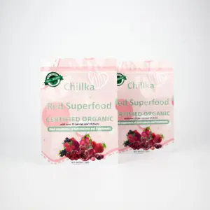 Individuelles Blattbeutel für Beeren Obst Superfood-Pulver Verpackung digital bedruckte Mylar-Tüte für 100 g Lebensmittel