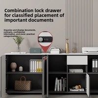 Armoire de classement sans poignée en bois avec serrure pour tiroirs, design moderne et épuré pour le rangement de bureau