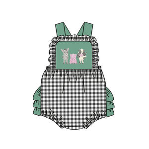 Précommande MOQ 5, imprimé festif animaux de la ferme, barboteuse à bulles pour petites filles et garçons, vêtements d'été doux, vente en gros, boutique pour frères et sœurs, bébé - Product Image 4
