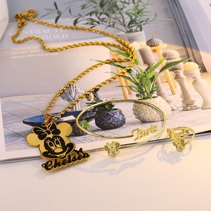 Joias personalizadas de minnie, conjunto de joias de personagem, colares de anel, pulseira personalizada, nome e colar, dropshipping - Product Image 4