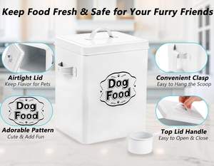 Durável Metal Dog e Cat Food Storage Container Farmhouse Pet Food Storage Can com tampa e colher de alimentos secos - Product Image 6