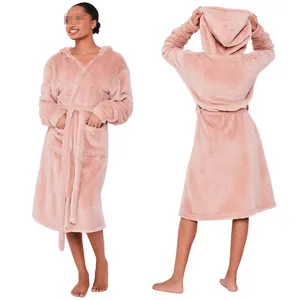 女式睡衣性感冬季睡衣羊毛睡衣女式模糊浴袍法兰绒长袍