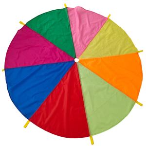 Passionnant 8FT 8 Poignées Enfants Enfants Travail D'équipe Coopérative Jouer Arc-En-Ciel <span class=keywords><strong>Parachute</strong></span> Imperméable À L'eau En Plein Air <span class=keywords><strong>Jeu</strong></span> Exercice Sport Outil Jouet - Product Image 3