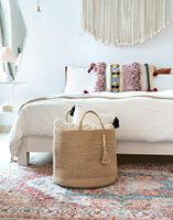 Panier de rangement tissé en corde de chanvre 16 "W X 13.8" L Organisateur de bac de décoration intérieure, parfait pour ranger les couvertures dans le salon/chambre à coucher
