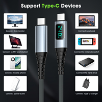 Kabel Data tipe-c ke tipe-c, kabel Data tipe-c ke tipe-c 240w pengisian daya PD USB 3,2 Gen2 20Gbps dengan tampilan Digital LED 1.5m 2m