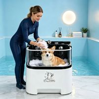 Équipement de toilettage pour animaux DPbathe, baignoire spa pour animaux en acrylique, fenêtre en verre transparent, stérilisation à l'ozone, massage par le surf, bain au lait