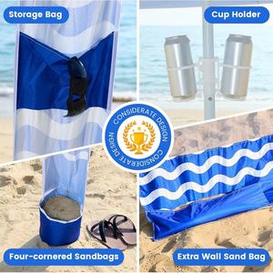 210D Oxford Cloth 5-6 Person Beach Shade Tent <b>Windproof</b> Sunproof Adjustable Height Quick Automatic Opening Beach <b>Umbrella</b> - Product Image 6