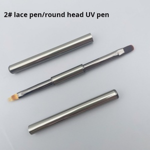 2025 New Double-headed Nail <b>Brush</b> with Metal Pen Rod One Pen Two Uses Nail <b>Brush</b> Pull Cord <b>Round</b> Head Pen - Product Image 5