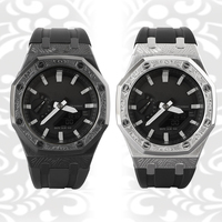 Nouvelle Arrivée Kit de Modification pour G-SHOCK GA-2100 GA-2110 GA-B2100, Pièces de Rechange Boîtier en Métal Gaufré et Bracelet en Caoutchouc pour Montre G