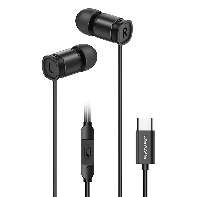 USAMS Earphone Headphone Type C handsfree Headset Bass Sport 3D Sound Type C Wired Earphones For Samsung