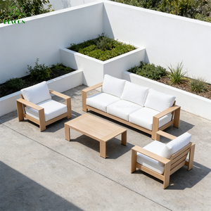 Canapé d'angle de jardin en aluminium 3 <span class=keywords><strong>places</strong></span>, motif bois, résistant à l'eau, pour patio extérieur et cour - Product Image 1