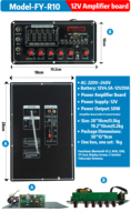 Modul Penguat Audio FY-R10 DC12V 50W 4Ohm, Mendukung USB TF AUX Gitar Mic Equalizer Power Amp