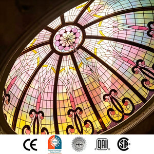 Vitrales de Iglesia con Diseño Personalizado, Techo de Cúpula con <span class=keywords><strong>Tragaluz</strong></span>, Vidrio de Color de Lujo con Estructura de Acero Prefabricada - Product Image 1
