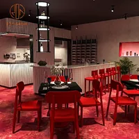 Prix d'usine Bar OEM empilable commercial moderne Fast Shop Chaises de restaurants de salle à manger de couleur rouge courbé en bois pour café