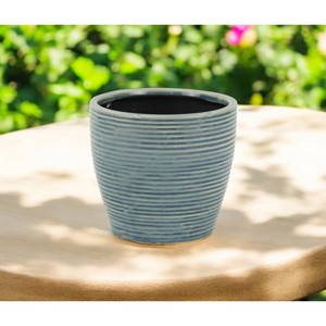 HMS 6 \ "a strisce blu ceramica rotonda vaso fioriera ecologica interna ed esterna stile giapponese per sala da pranzo - Product Image 1