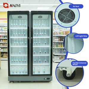 Refrigerador Vertical de Doble Puerta para Supermercado, Enfriador de Bebidas con Estantes Ajustables para Vino y Cerveza - Product Image 4