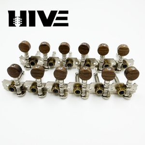 HIVE Exquisite 6L6R Clavijas de <span class=keywords><strong>Afinación</strong></span> para <span class=keywords><strong>Guitarra</strong></span> Eléctrica de 12 Cuerdas y 6 Rodillos con Cabeza Redonda de Acero y Mango de Madera de Acacia - Product Image 4