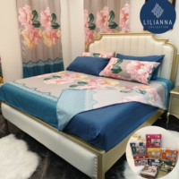 Bestseller 8-teiliges Bettwäsche-Set mit Vorhängen King Size Bedrucktes Flachbettlaken Spannbettlaken-Set Versandfertig Bettwäsche-Set für den Sommer