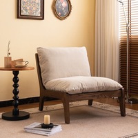 Fauteuil de relaxation individuel en bois massif, style nordique moderne et luxueux, avec accoudoirs, en tissu, pour salon et chambre, design décoratif et confortable