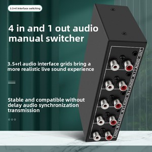 3.5mm AUX + <span class=keywords><strong>RCA</strong></span> L/r chuyển đổi âm thanh hộp 4 trong 1 ra hai chiều âm thanh stereo Switcher chọn 4x1 thụ động A/B tương tự âm thanh Selec - Product Image 2