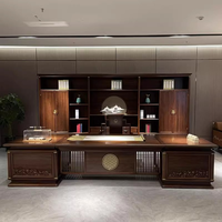 Nouveau bureau en bois massif chinois, table de patron, grand bureau, bureau du président, mobilier de bureau haut de gamme, table de superviseur en orme
