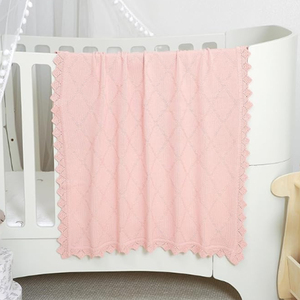 100% Cotton Hữu Cơ Rắn Crib Knit Swaddle Ném Chăn Cho Bé Toddler Siêu Mềm Nursery Crochet Heirloom Xe Đẩy Em Chăn - Product Image 3