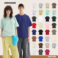 Camiseta de Algodón Grueso de 260g para Hombre, Tejido de Punto, Casual, Lisa, Corte Holgado, Manga Corta, para Deportes y Ocio Juvenil