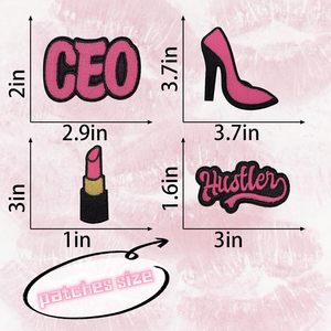 时尚服装配件刺绣贴布铁在可爱熨斗上热粉色嘴唇铁在帽子鞋子牛仔裤女孩贴布上 - Product Image 5