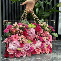 Acryl cadeaudoos transparant met parel/ketting handvat voor rozen bloemstuk bruiloft Valentijnsdag cadeau