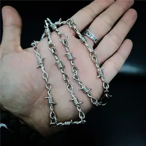 Gothic Thorns Barbed Wire Necklace for Men