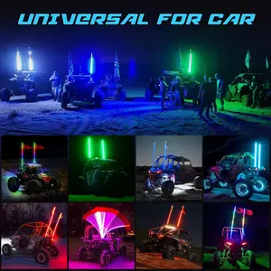 2ft 3ft 4ft 5ft 6ft RGB Color ATV UTV Changing Car Flagpole Lights Whip Light Led Whip Lights With Flag For Offroad Truck