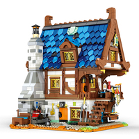 Reobrix 66005 Casa de Ferretero Medieval Europea del Siglo, Modelo MOC, Bloques de Construcción de Plástico para Ensamblar, Juego de Ladrillos, Colección de Juguetes