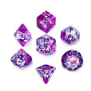 Juego de Dados Transparentes de Alta Calidad con Purpurina Morada para Juegos de Mesa DND RPG - Product Image 4