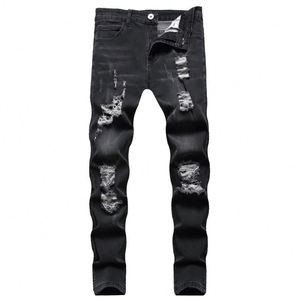 Nuevos Pantalones Vaqueros de Moda al por Mayor con Logotipo Personalizado, Jeans Ajustados Desgastados para Hombre, Jeans de Mezclilla Ajustados para Hombre - Product Image 1