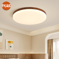 Lampu langit-langit sederhana 24W 39W, lampu langit-langit ruang tamu dapat diredupkan warna kenari kamar anak-anak lampu Led Kayu