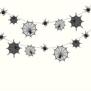 Ragnatela Decorativa da Appendere, Ghirlanda di Ragnatele Nere per Halloween, Decorazioni Spaventose per Feste di Compleanno a Tema Horror - Product Image 1